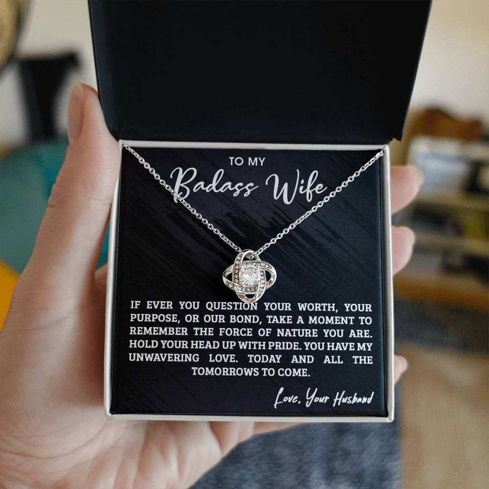 To My Badass Wife | For All The Tomorrows To Come - Love Knot Necklace